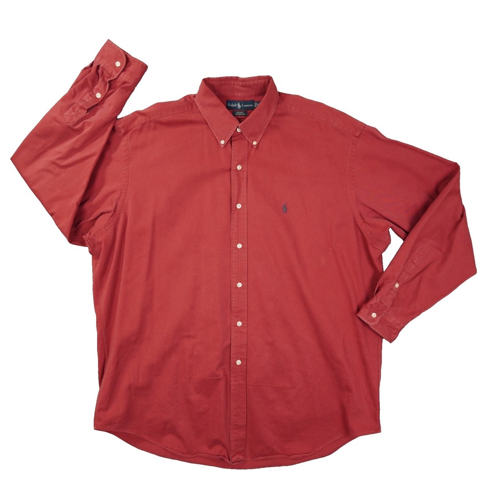 Ralph Lauren Vintage Blake Button Up Shirt Men's XL Red Preppy 90s Long Sleeve